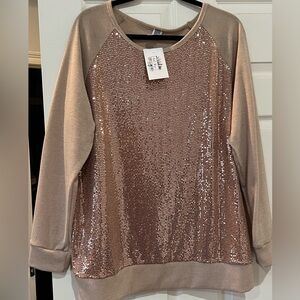 Sequin Embellished Kali Rose boutique top sz XXL